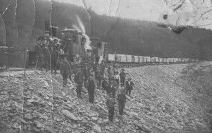 Bild vom Bau der Eisenbahnverbindung Korbach - Brilon Wald im Jahr 1917