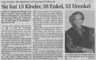 Ein Zeitungsartikel über Luise Pöttner